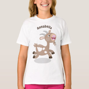 Camiseta Cartoon de cabra feliz e bonito