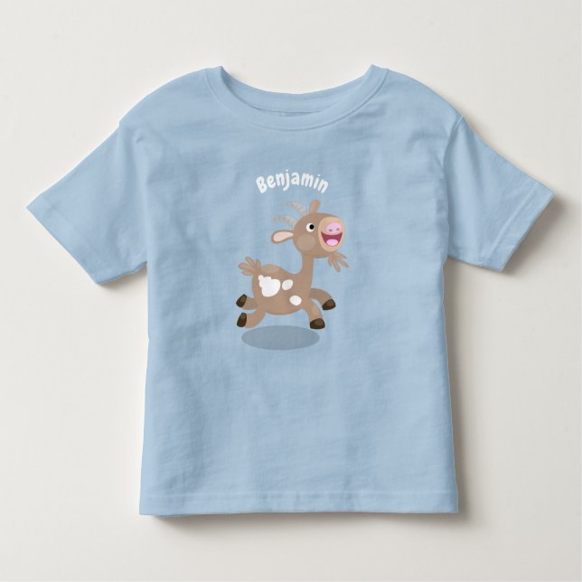 Camiseta Cartoon de cabra feliz e bonito (Frente)