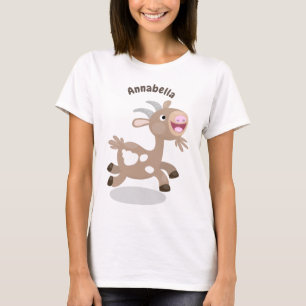 Camiseta Cartoon de cabra feliz e bonito