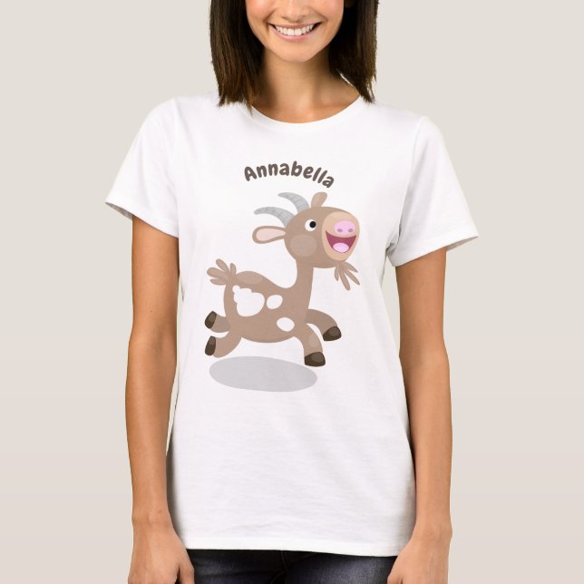 Camiseta Cartoon de cabra feliz e bonito (Frente)