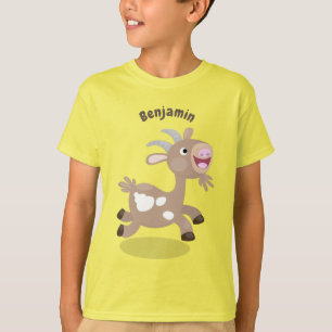 Camiseta Cartoon de cabra feliz e bonito