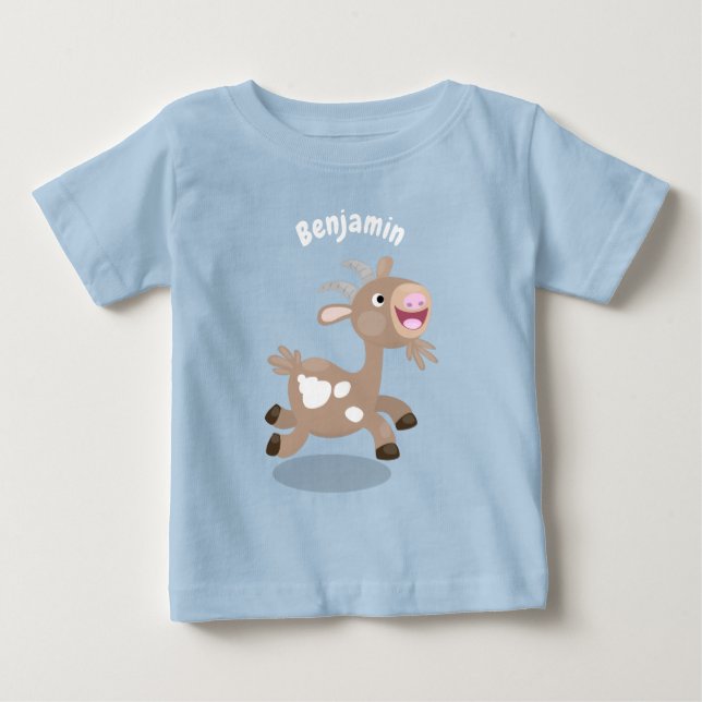 Camiseta Cartoon de cabra feliz e bonito (Frente)