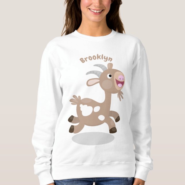 Camiseta Cartoon de cabra feliz e bonito (Frente)
