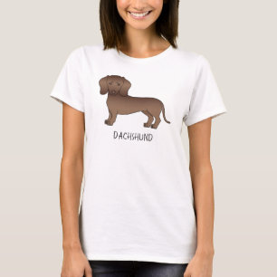 Camiseta Cartoon de Cachorro Dachshund de Pelo Curto de Cho