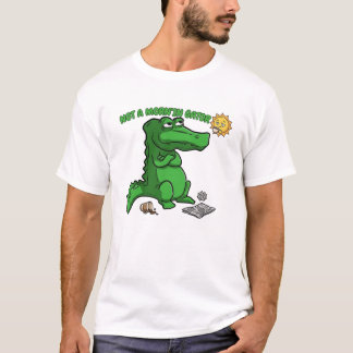 Camiseta Cartoon de Café do Jacaré Sonolento Divertido