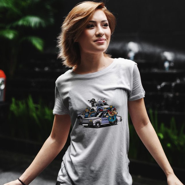 Camiseta Cartoon de Carros da Polícia (Criador carregado)