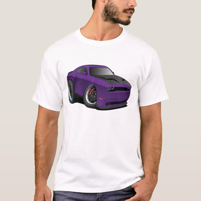 Camiseta Cartoon de Cartum Muscular Roxo Moderno Americano (Frente)