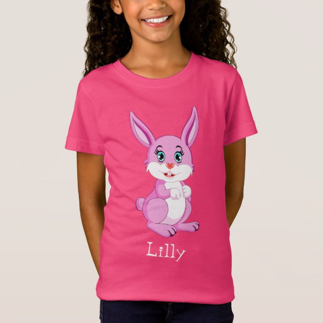 Camiseta Cartoon de coelhinho rosa bonito (Frente)