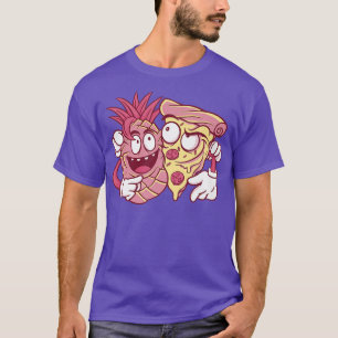 Camiseta Cartoon De Comida Para O Abacaxi E A Pizza Amigos