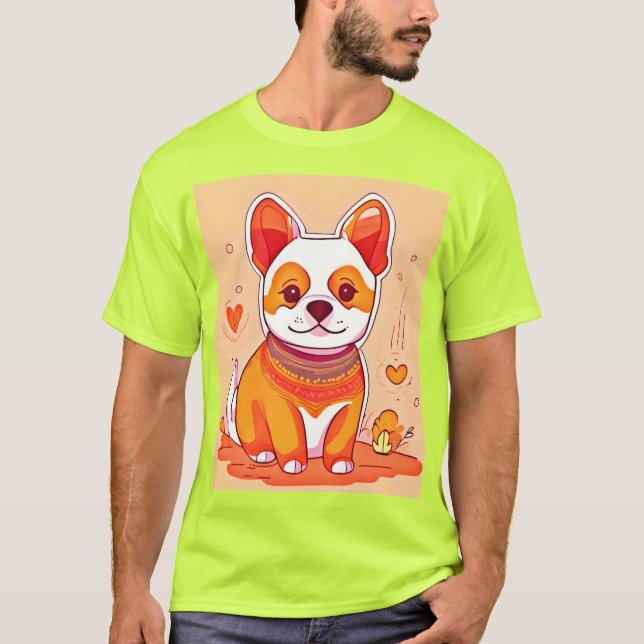 Camiseta Cartoon de Corgi (Frente)