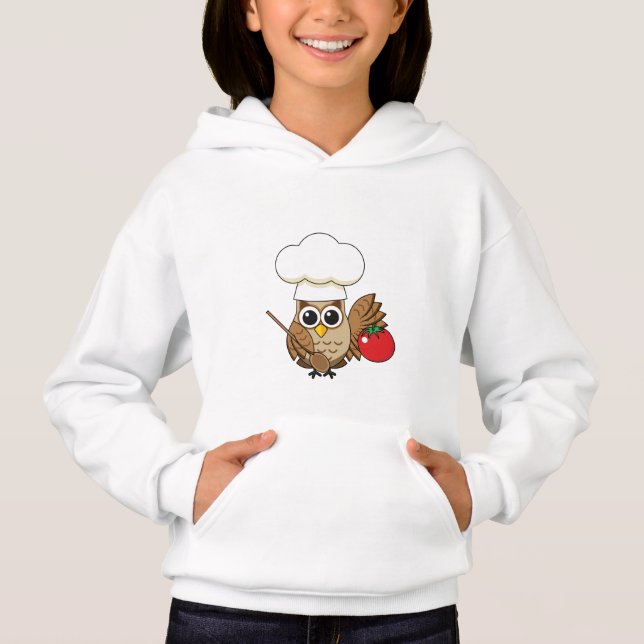 Camiseta Cartoon de Coruja Cozinhar (Frente)