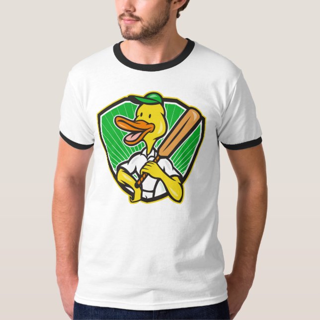 Camiseta Cartoon de Críquete Retro Pato (Frente)