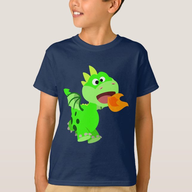 Camiseta Cartoon de cuspir Fogo Bonito Cartoon Bebês Dragõe (Frente)