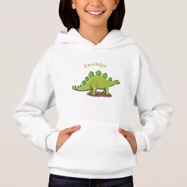 Camiseta Cartoon de dinossauros de stegossauro engraçado (Frente)