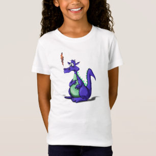 Camiseta Cartoon de Dragão Roxo Preocupado