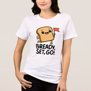 Camiseta Cartoon de Fatia de Pão Bonito - "Prontos, Prepara