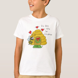 Camiseta Cartoon de Feriado Engraçado de Abelhas de Natal