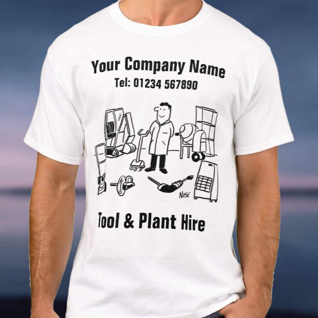 Camiseta Cartoon de Ferramenta e Aluguer de Plantas (Criador carregado)