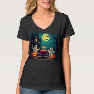 Camiseta Cartoon de Festa de aniversário de Halloween Spook