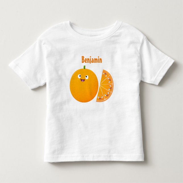 Camiseta Cartoon de fruta de citros de laranja feliz (Frente)