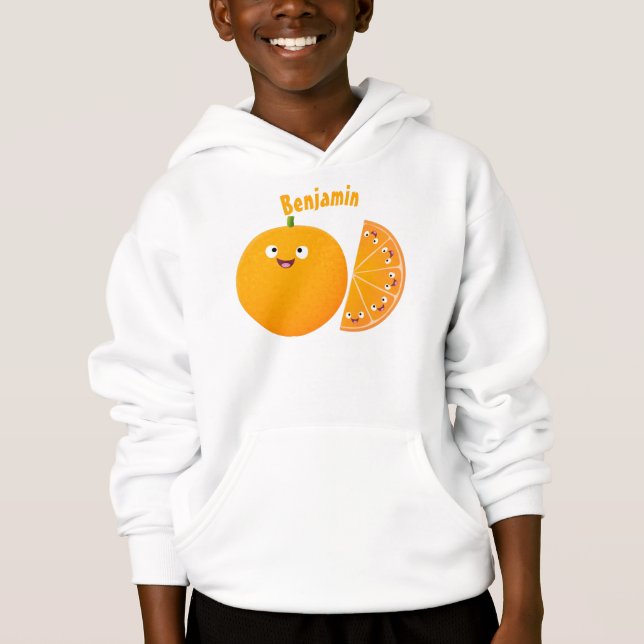 Camiseta Cartoon de fruta de citros de laranja feliz (Frente)