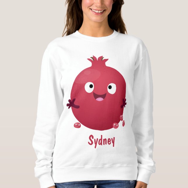 Camiseta Cartoon de fruta de romã giro (Frente)