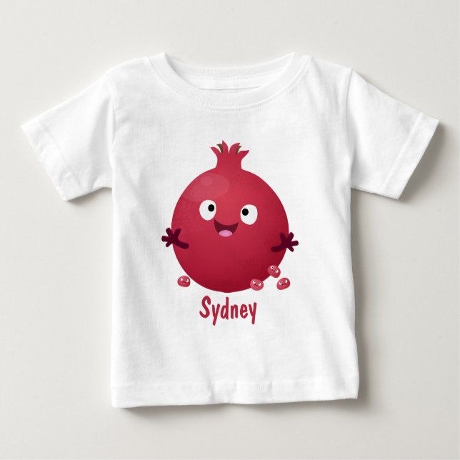 Camiseta Cartoon de fruta de romã giro (Frente)