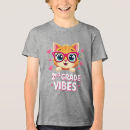 Camiseta Cartoon de Gato Bonito com Óculos - Víblias segund
