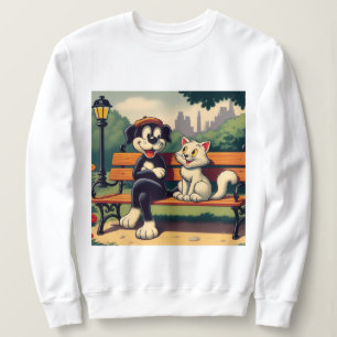 Camiseta Cartoon de gato/cão, bonito, vintado