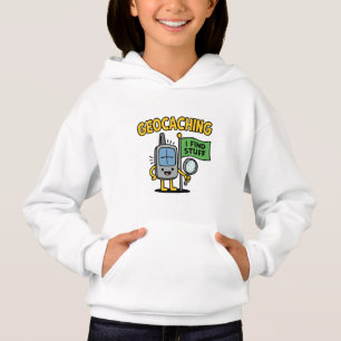 Camiseta Cartoon de GPS de Geocaching Engraçado com Bandeir