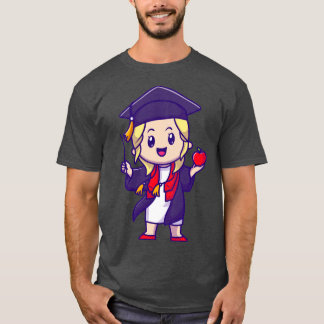 Camiseta Cartoon de Graduação para Garotas Bonitas