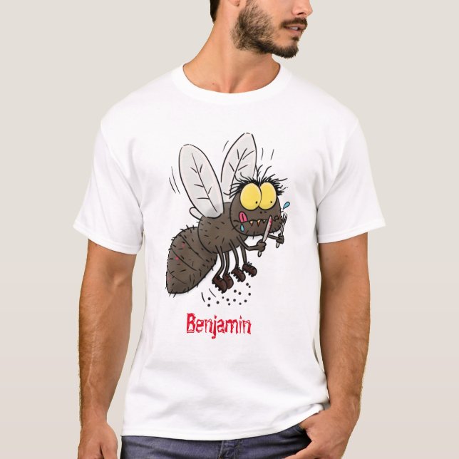 Camiseta Cartoon de insetos com mosca espinhenta (Frente)