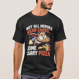 Camiseta Cartoon de Jetpack Hero Hamster da Pizza Engraçada