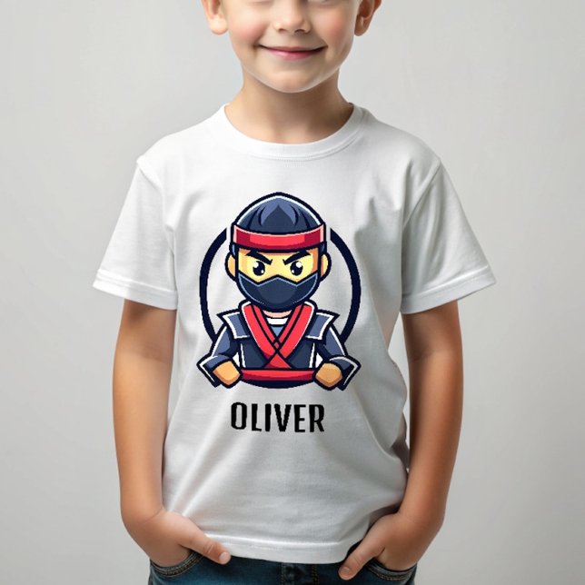 Camiseta Cartoon de Meninos - Guerreiro Ninja Cute (Criador carregado)