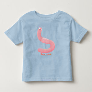 Camiseta Cartoon de minhoca rosa-branca