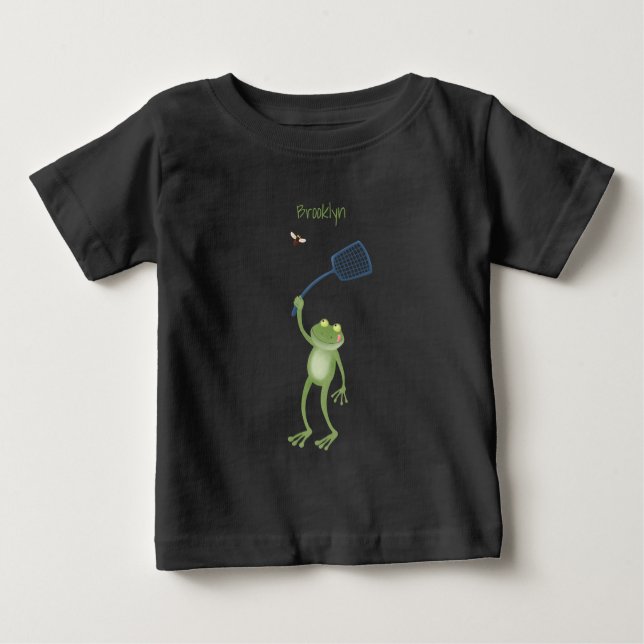 Camiseta Cartoon de mosca verde-sapo engraçado (Frente)