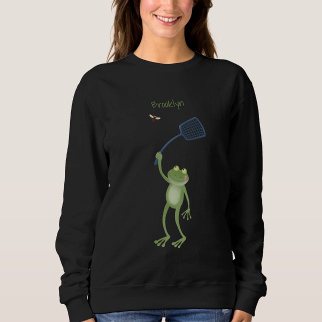 Camiseta Cartoon de mosca verde-sapo engraçado (Frente)