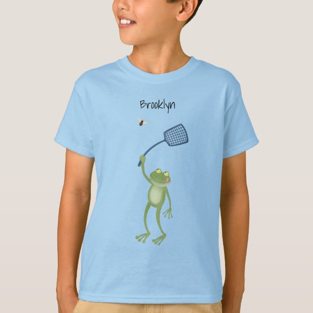 Camiseta Cartoon de mosca verde-sapo engraçado (Frente)