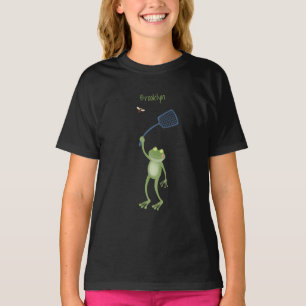 Camiseta Cartoon de mosca verde-sapo engraçado