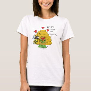 Camiseta Cartoon de Natal Bee Engraçado Feriado