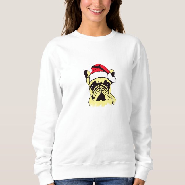 Camiseta Cartoon de Natal do Bulldog Francês (Frente)
