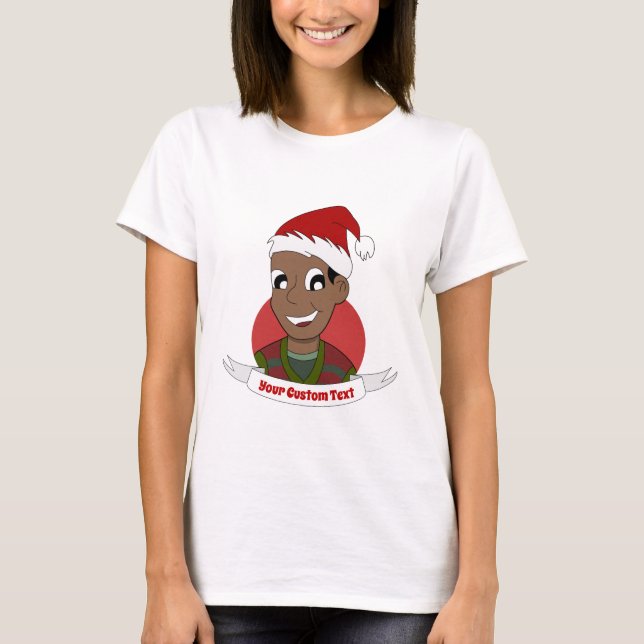 Camiseta Cartoon de Natal do homem Rindo (Frente)