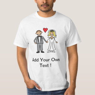 Camiseta Cartoon de noiva e noivo - Adicione sua própria me