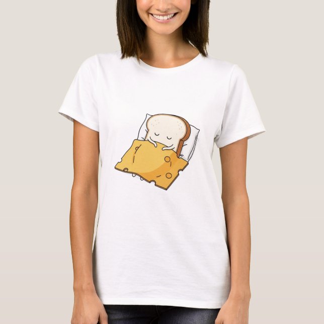 Camiseta Cartoon de pão e queijo | Presente de Foodie Bonit (Frente)