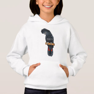 Camiseta Cartoon de pássaro preto de cauda vermelha