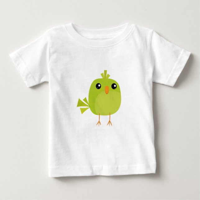 Camiseta Cartoon de Pássaro Verde (Frente)