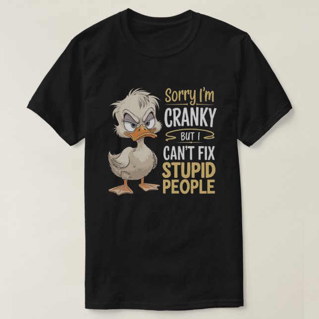 Camiseta Cartoon de Pato Grumpy - Arte Animal Engraçada (Frente do Design)