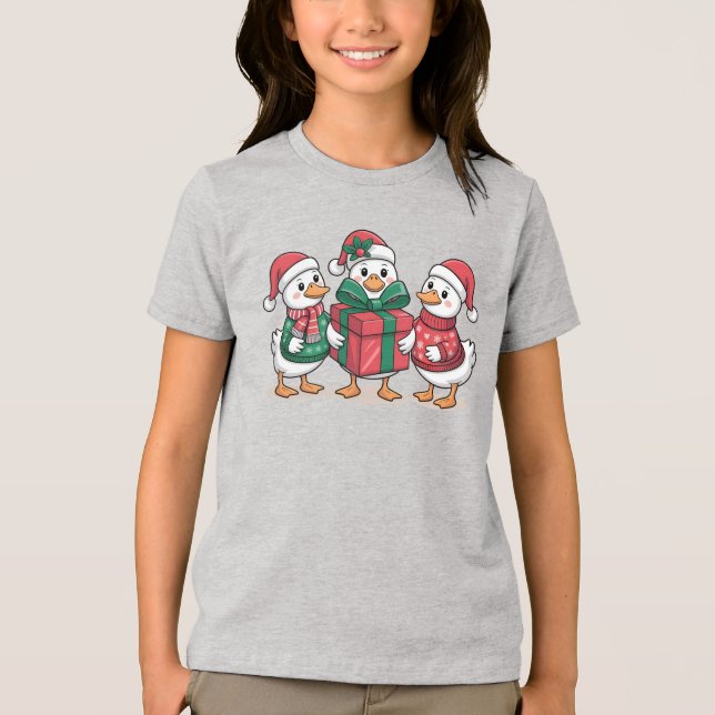 Camiseta Cartoon de Patos de Natal Bonitos Art-68105 (Frente)