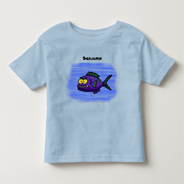 Camiseta Cartoon de peixe Piranha (Frente)