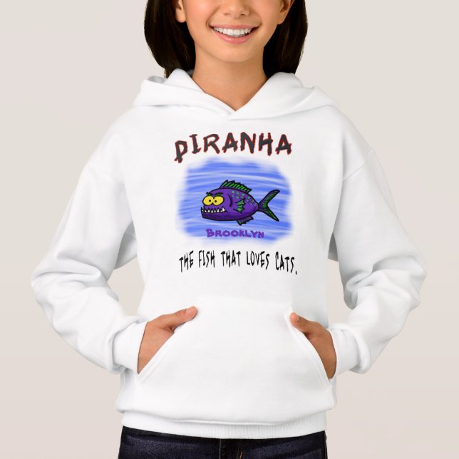 Camiseta Cartoon de peixe Piranha (Frente)